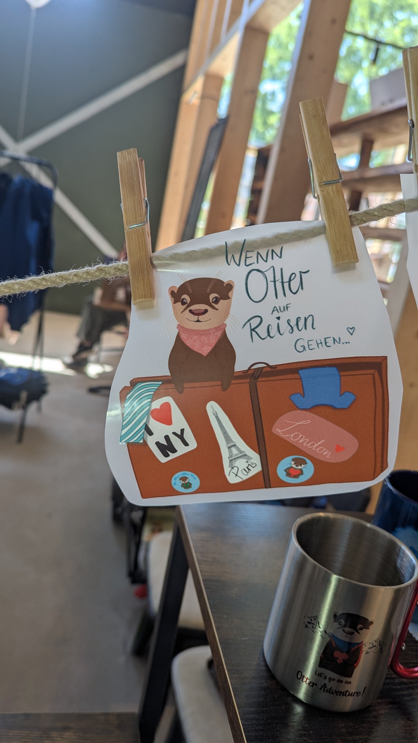 Otter-Bügelbild | Travel Otter | zum selbst Aufbügeln | "Wenn Otter auf Reisen gehen" | Otter im Reisekoffer mit London, Paris und NYC