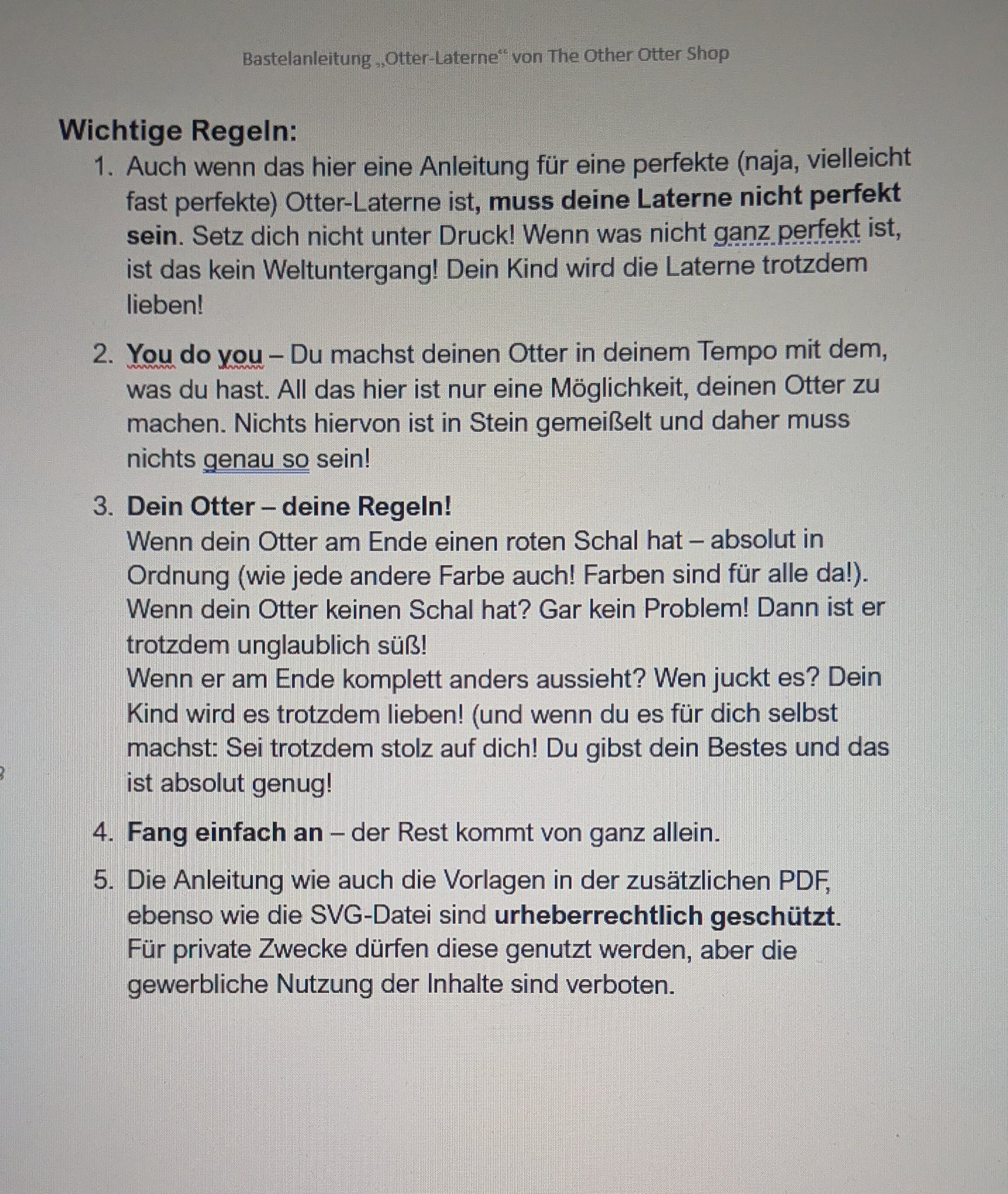 Otter Laterne - SVG-Datei und PDF Bastelvorlage inklusive deutscher Anleitung zum Sofort-Download