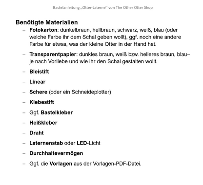 Otter Laterne - SVG-Datei und PDF Bastelvorlage inklusive deutscher Anleitung zum Sofort-Download