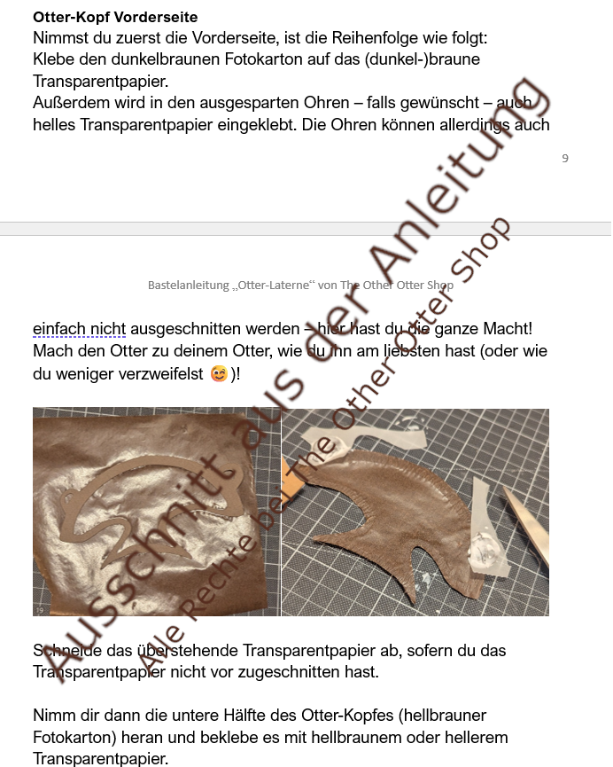 Otter Laterne - SVG-Datei und PDF Bastelvorlage inklusive deutscher Anleitung zum Sofort-Download
