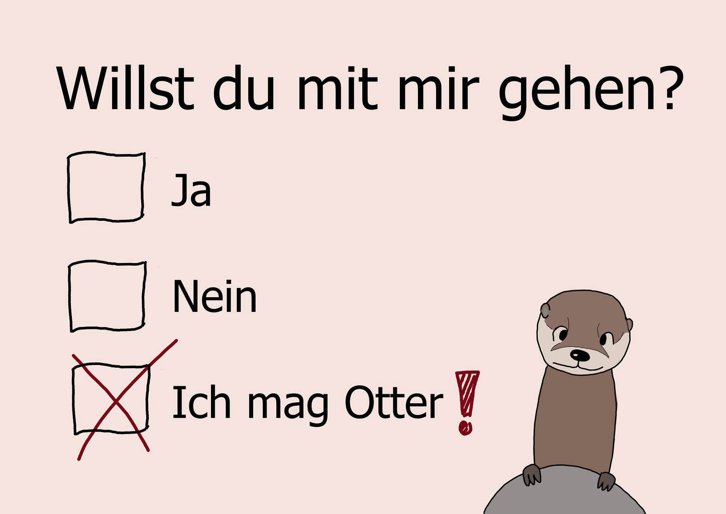 Willst du mit mir gehen? - Ich mag Otter Postkarte