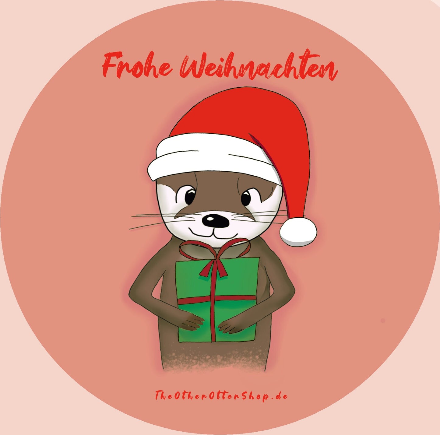 Weihnachtsotter | 10 Sticker | Papieraufkleber | Weihnachten | Rund | The Other Otter Shop