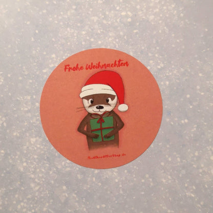 Weihnachtsotter | 10 Sticker | Papieraufkleber | Weihnachten | Rund | The Other Otter Shop