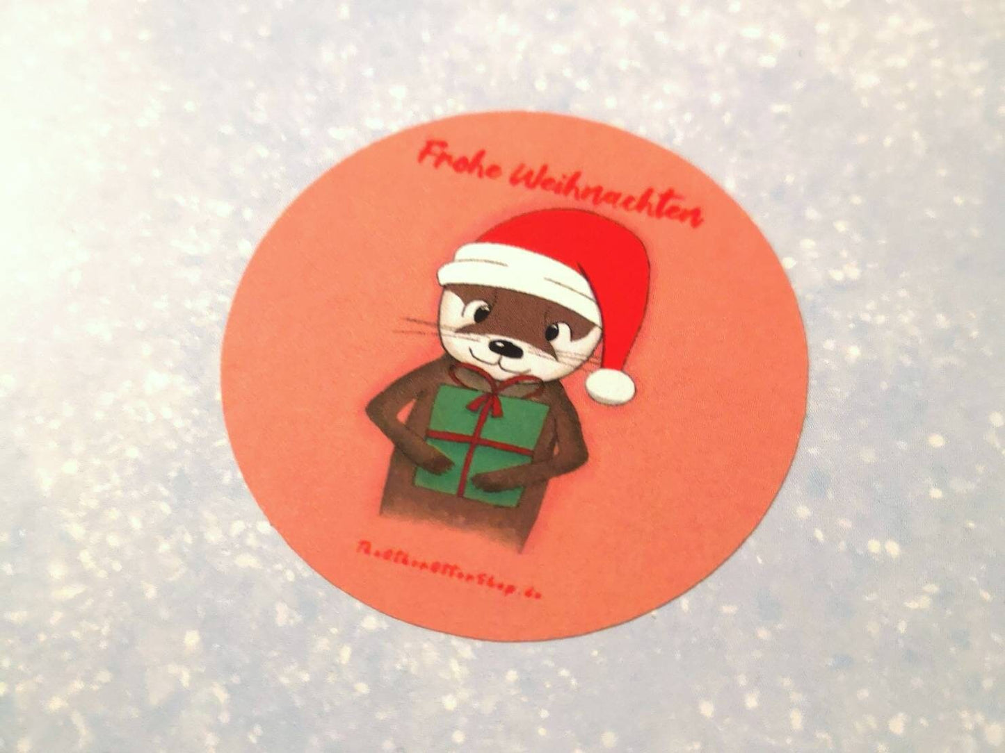 Weihnachtsotter | 10 Sticker | Papieraufkleber | Weihnachten | Rund | The Other Otter Shop