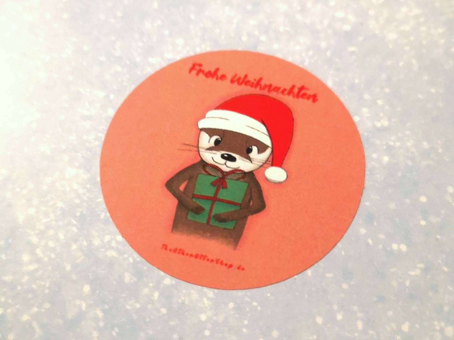 Weihnachtsotter | 10 Sticker | Papieraufkleber | Weihnachten | Rund | The Other Otter Shop