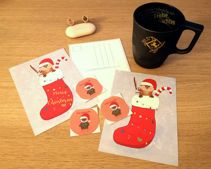 Weihnachtsotter | 10 Sticker | Papieraufkleber | Weihnachten | Rund | The Other Otter Shop