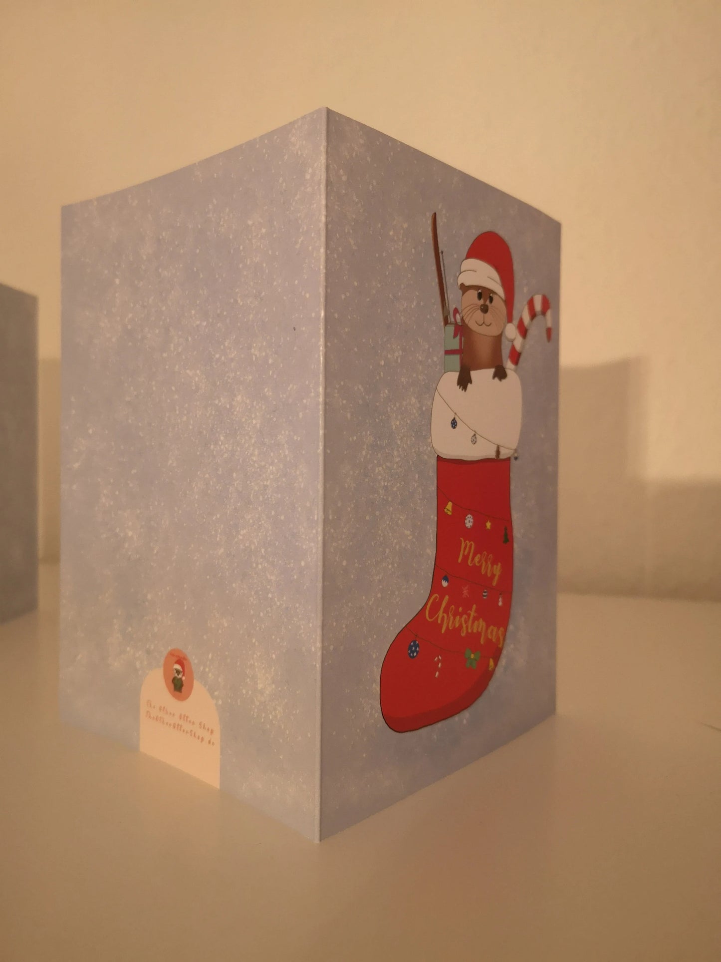 Klappkarte A6 Merry Christmas Weihnachtsotter | Grußkarte Weihnachtskarte | Weihnachtsotter-Motiv I Otter Weihnachten Geschenk Christmas Socke