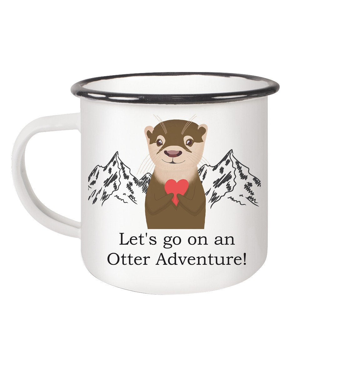 Let's go on an Otter Adventure! | süße Emaille Tasse mit schwarzem Rand | perfekt für Abenteurer | The Other Otter Shop