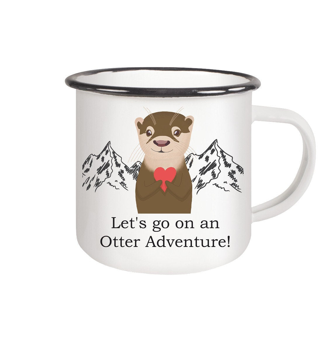 Let's go on an Otter Adventure! | süße Emaille Tasse mit schwarzem Rand | perfekt für Abenteurer | The Other Otter Shop