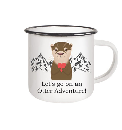 Let's go on an Otter Adventure! | süße Emaille Tasse mit schwarzem Rand | perfekt für Abenteurer | The Other Otter Shop