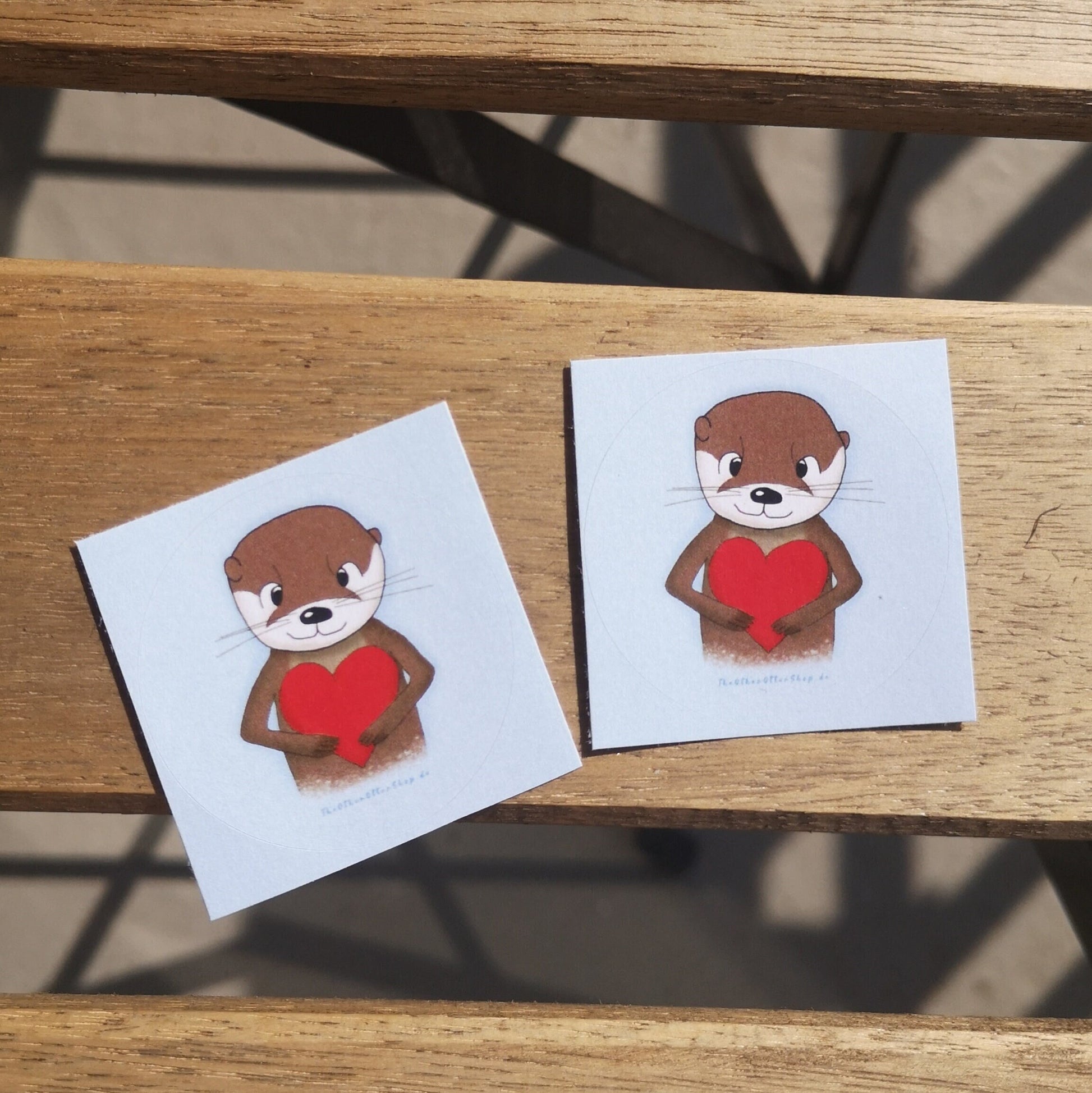 Otter mit Herz | 5 Sticker | Papieraufkleber | Rund