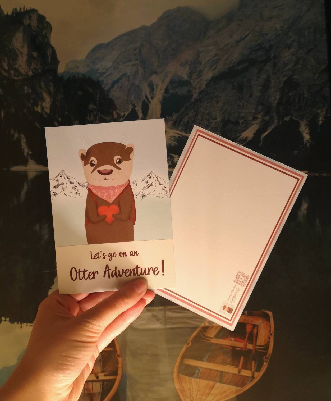 Postkarte »Let's go on an Otter Adventure!« | Abenteuer-Otter-Motiv | süße Karte für Abenteurer, Freunde und Familie