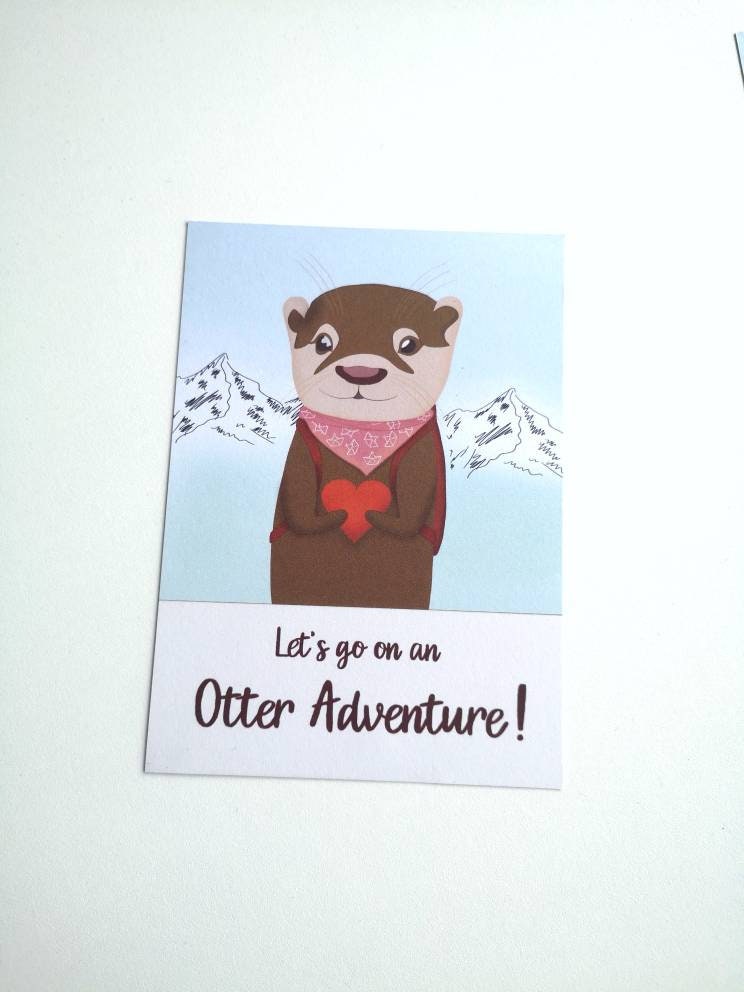 Postkarte »Let's go on an Otter Adventure!« | Abenteuer-Otter-Motiv | süße Karte für Abenteurer, Freunde und Familie