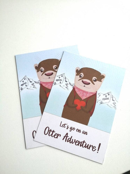 Postkarte »Let's go on an Otter Adventure!« | Abenteuer-Otter-Motiv | süße Karte für Abenteurer, Freunde und Familie