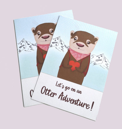 Postkarte »Let's go on an Otter Adventure!« | Abenteuer-Otter-Motiv | süße Karte für Abenteurer, Freunde und Familie