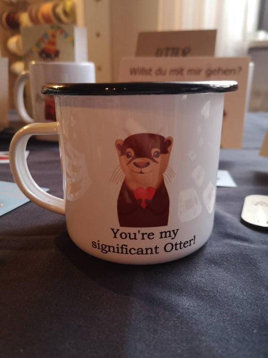 You're my significant Otter! | süße Emaille Tasse mit schwarzem Rand | perfekt für Verliebte und Paare | The Other Otter Shop