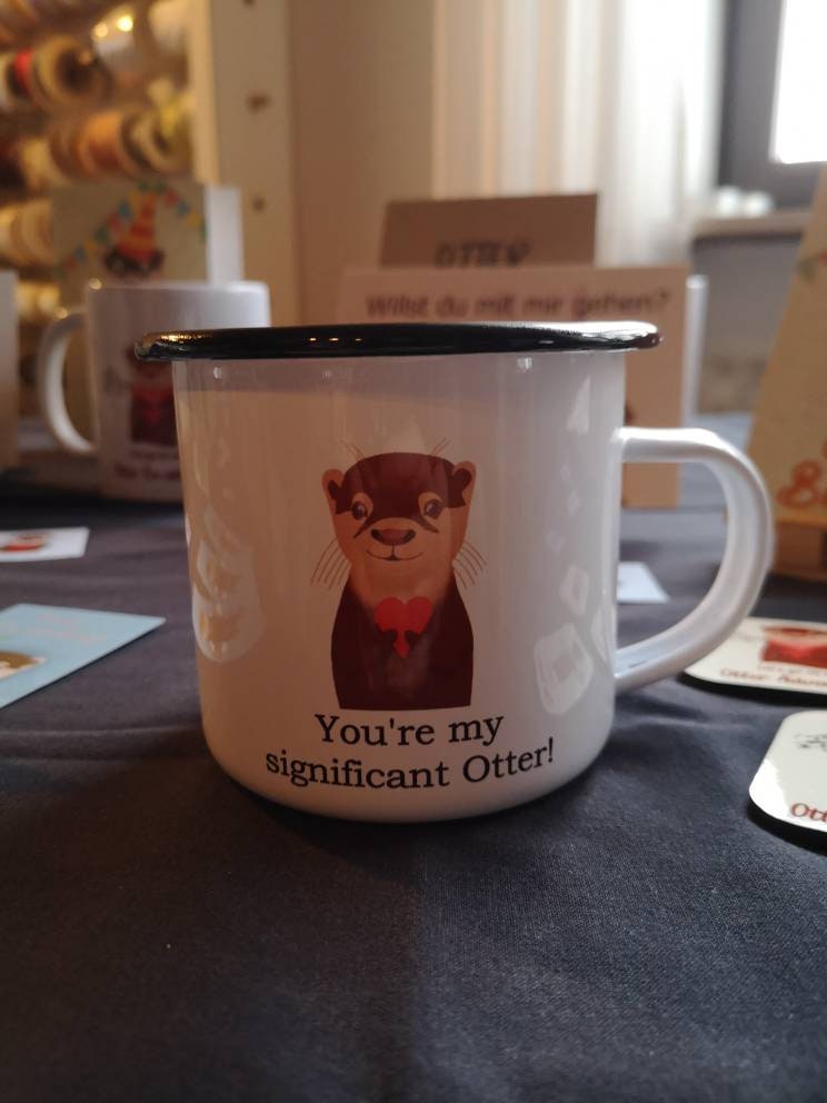 You're my significant Otter! | süße Emaille Tasse mit schwarzem Rand | perfekt für Verliebte und Paare | The Other Otter Shop