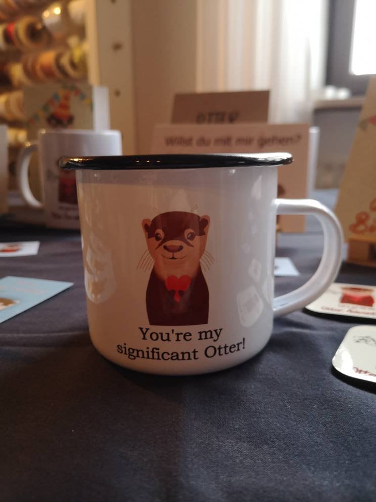 You're my significant Otter! | süße Emaille Tasse mit schwarzem Rand | perfekt für Verliebte und Paare | The Other Otter Shop