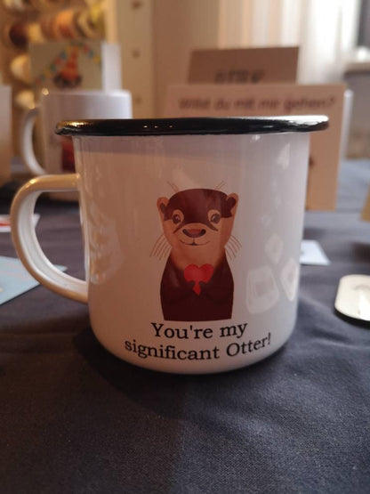 You're my significant Otter! | süße Emaille Tasse mit schwarzem Rand | perfekt für Verliebte und Paare | The Other Otter Shop