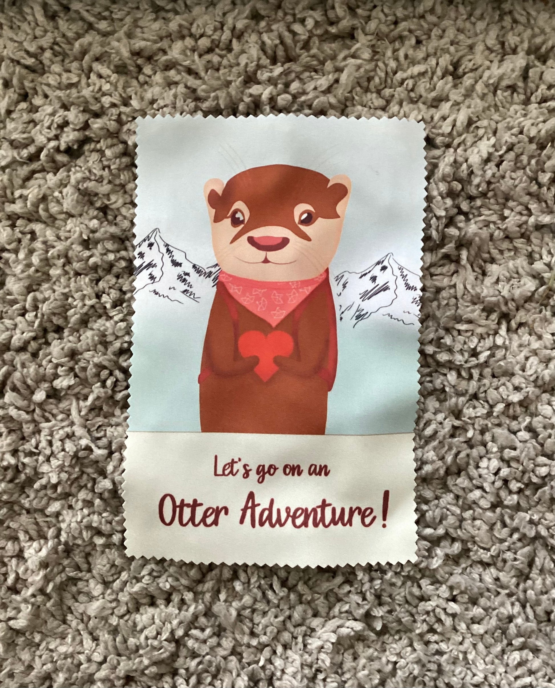 Otter-Glasreinigungstuch, Brillenputztücher mit Motiv "Let's go on an Otter Adventure" | Mikrofaser Tuch | perfekt für alle Abenteurer