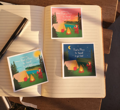 Sticker | Lost Place for Yourself | Vinylsticker Papiersticker | Otter Camping Fireplace Cozy | für Journaling, Laptops und mehr