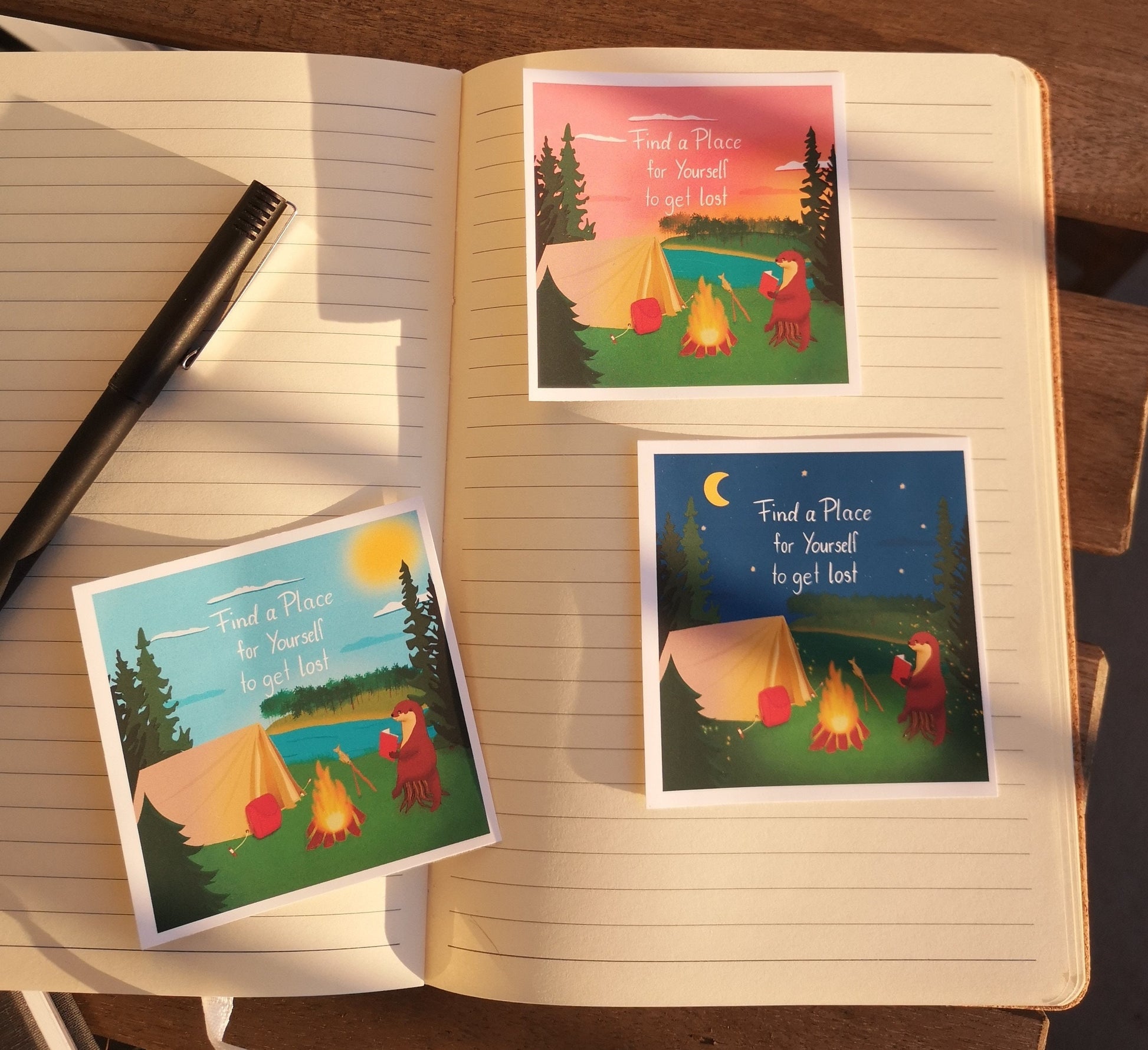 Sticker | Lost Place for Yourself | Vinylsticker Papiersticker | Otter Camping Fireplace Cozy | für Journaling, Laptops und mehr