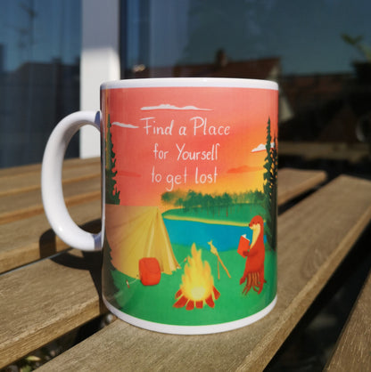 Tasse | Lost Place for Yourself | süße Keramiktasse | Otter Camping Fireplace Cozy | für Kaffee, Tee, heiße Schoki und mehr