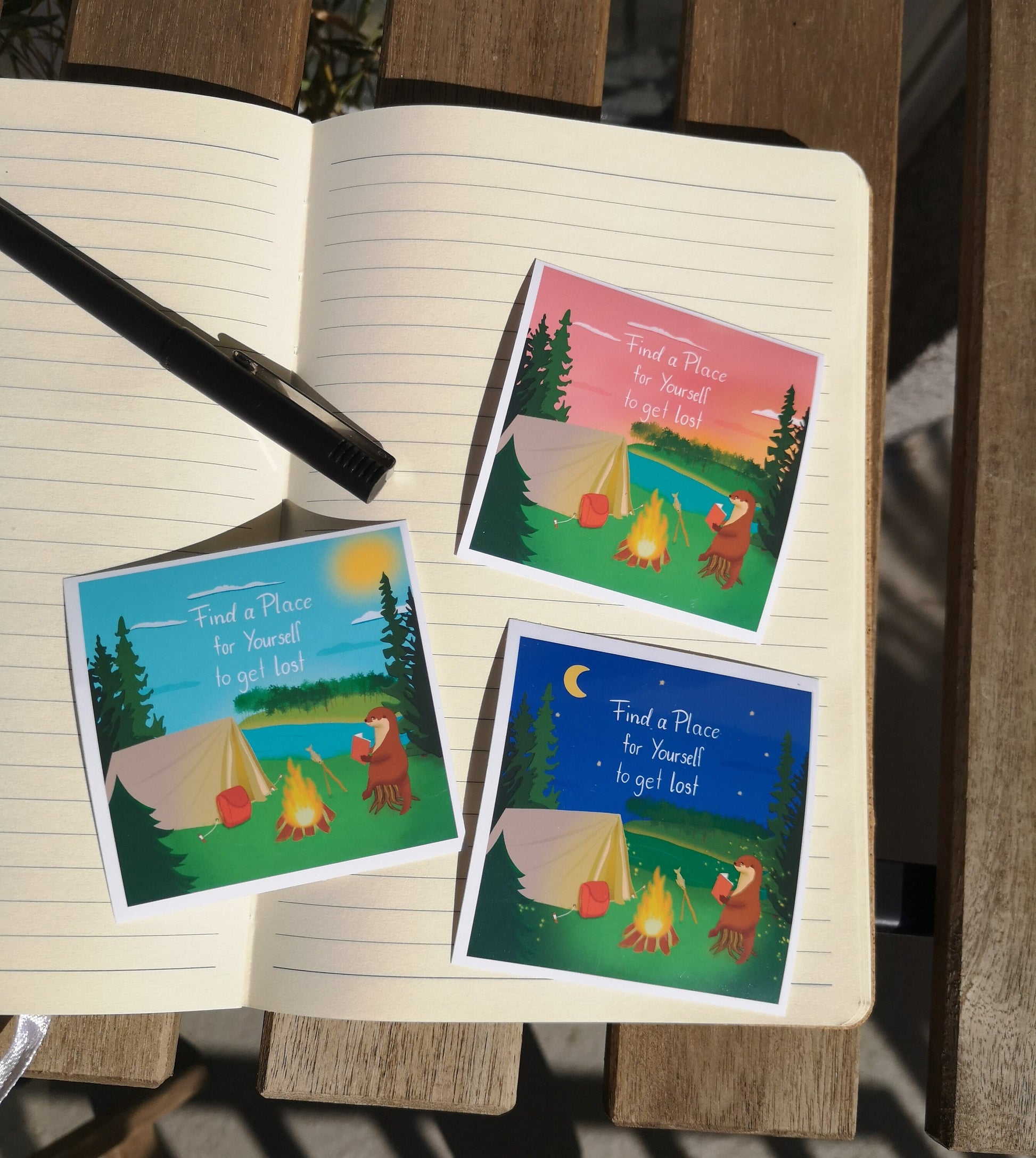 Sticker | Lost Place for Yourself | Vinylsticker Papiersticker | Otter Camping Fireplace Cozy | für Journaling, Laptops und mehr