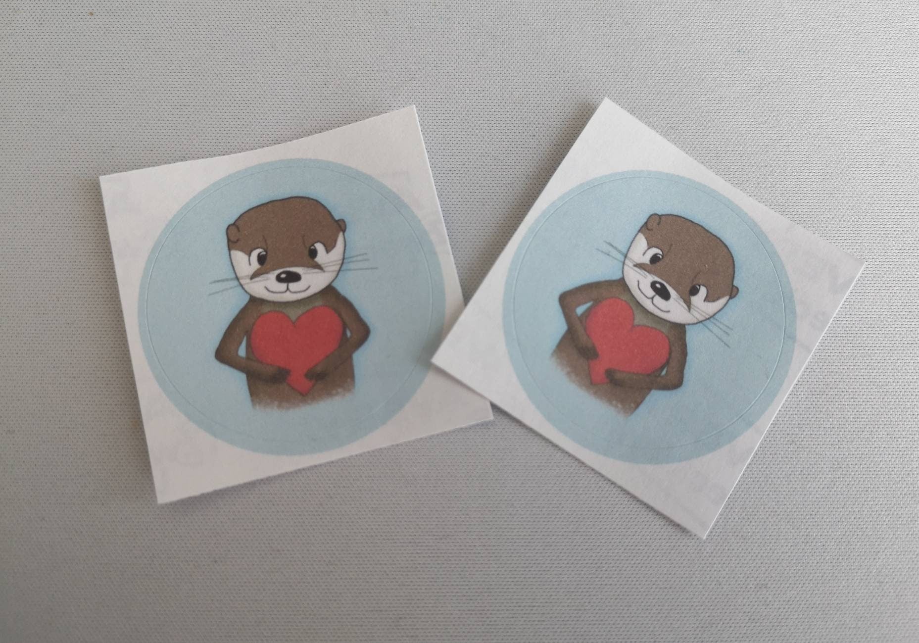 Otter mit Herz | 5 Sticker | Papieraufkleber | Rund