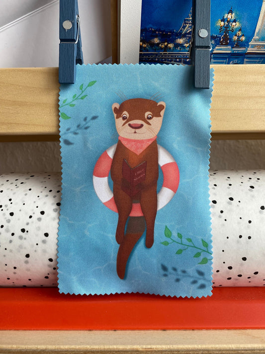 Otter-Glasreinigungstuch | Brillenputztücher mit "Otter Reading"-Motiv | Mikrofaser Tücher | süßes Geschenk für Bücherwürme | Otter-Motive