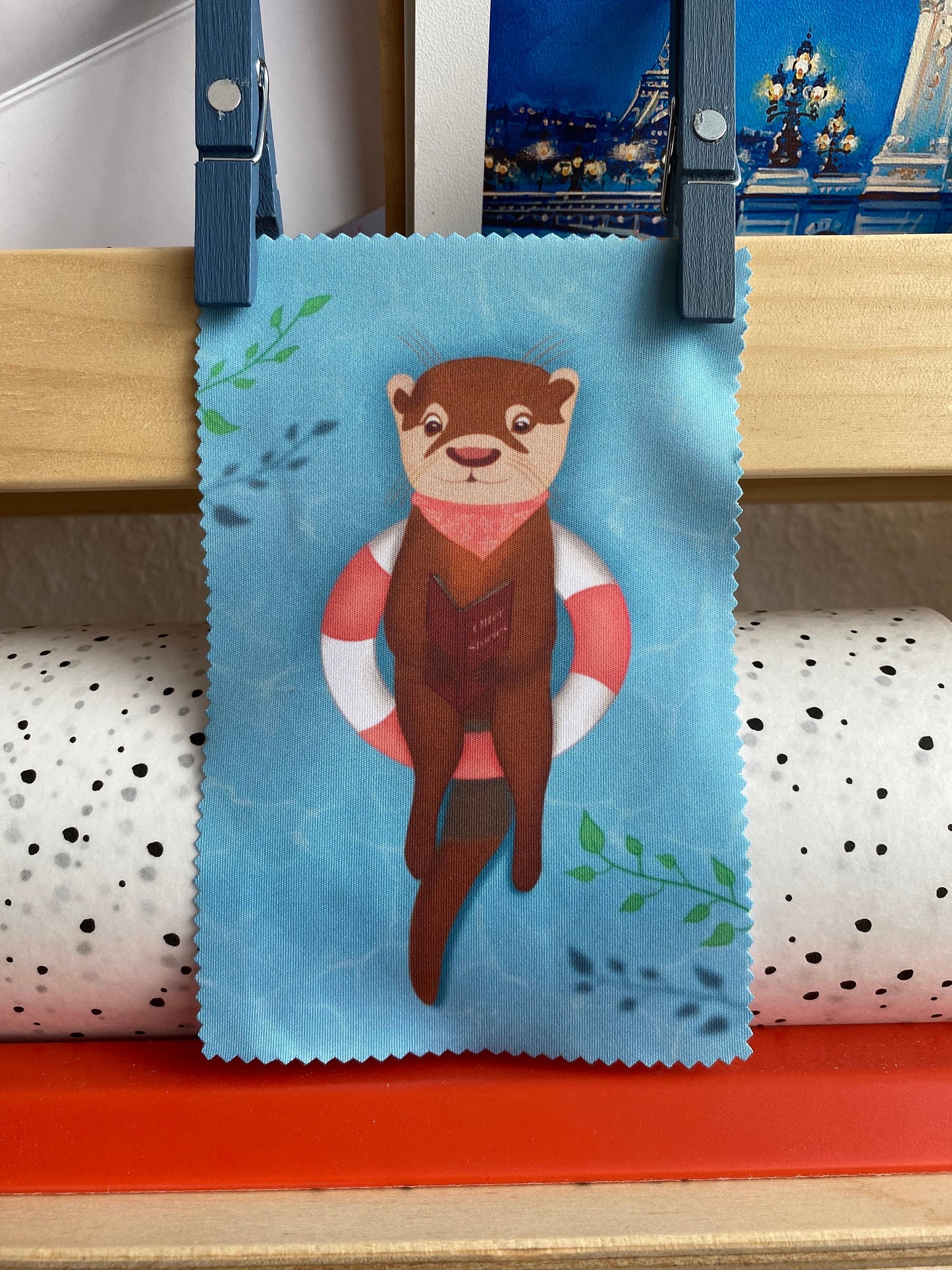 Otter-Glasreinigungstuch | Brillenputztücher mit "Otter Reading"-Motiv | Mikrofaser Tücher | süßes Geschenk für Bücherwürme | Otter-Motive