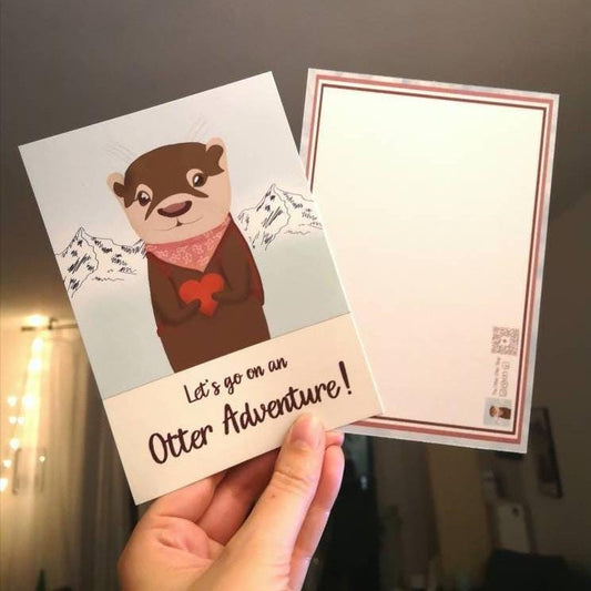 Postkarte »Let's go on an Otter Adventure!« | Abenteuer-Otter-Motiv | süße Karte für Abenteurer, Freunde und Familie